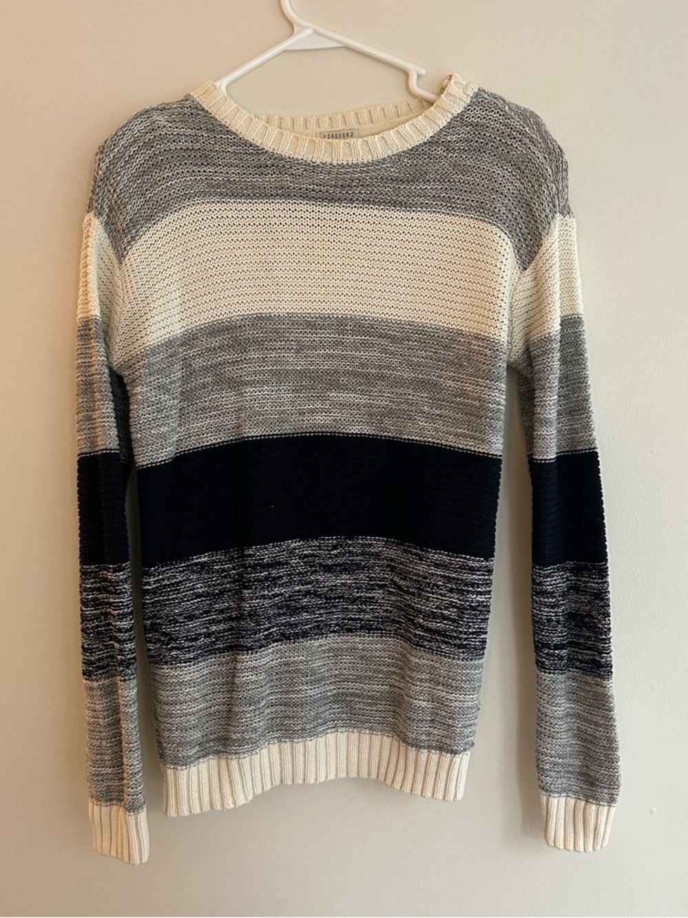 Forever 21 Striped Knit Sweater in Cream, Gray & Navy